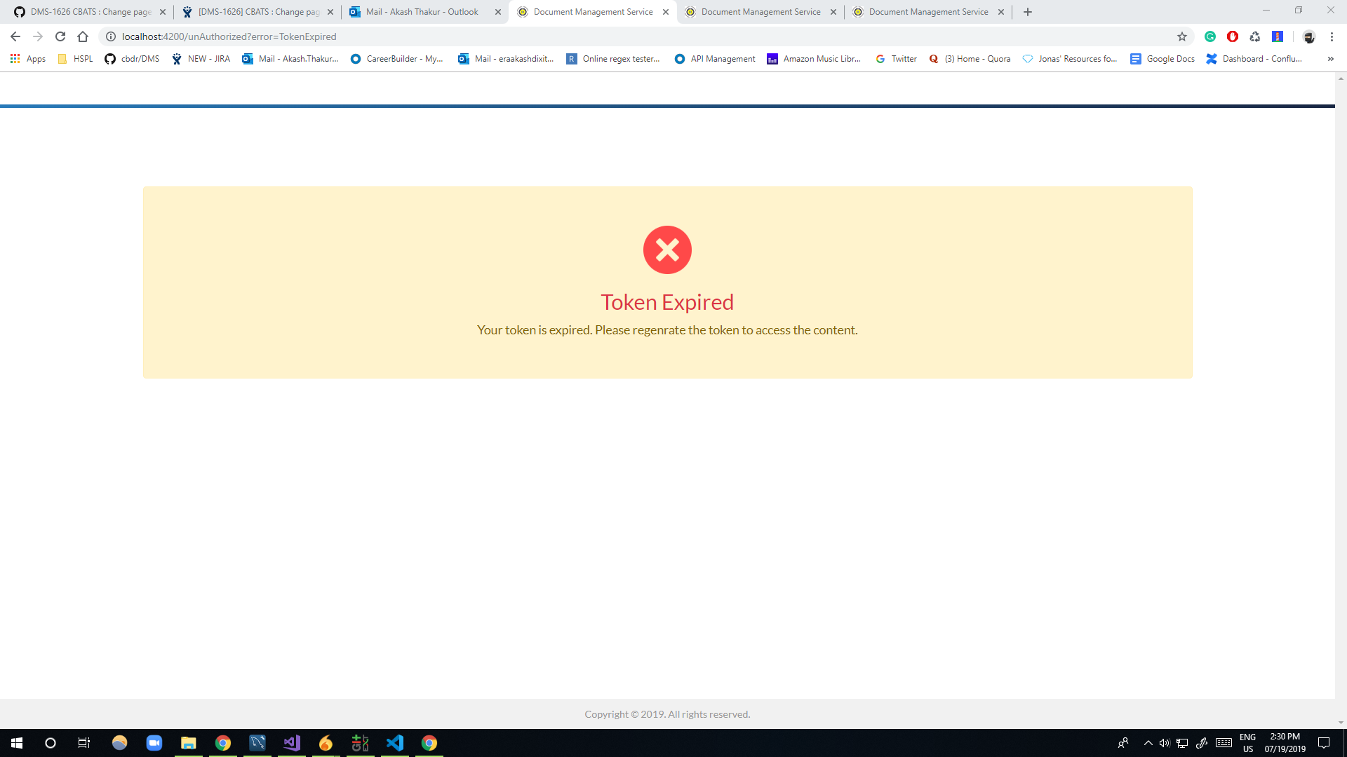  DMS 1626 CBATS Change Page Text For Token Expiration Workterra Jira